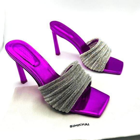 Jonathan Simkhai Crystal Embellishments Fuchsia Party Slides size 38 - Picture 14 of 15